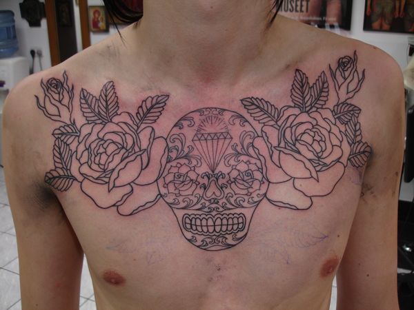 rose skull tattoo. Sugar Skull and Roses