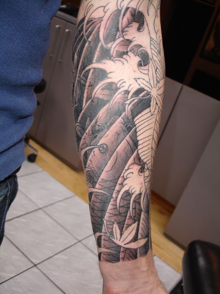 Koi Carp Maple Leaf Sleeve In Progress posted by Stewart Robson at 1447