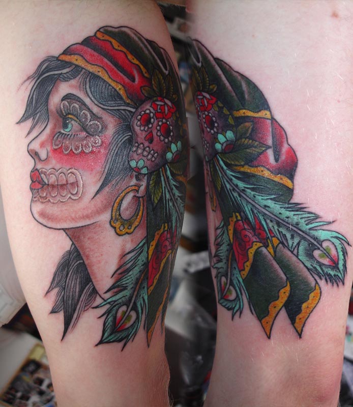 sugar skull tattoo girl