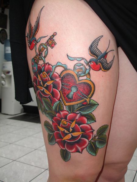 key tattoos. Roses, Heart Locket, Key
